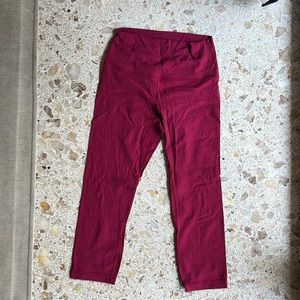 Lululemon Align crop 21” size 6 berry color, shows some signs of wear
